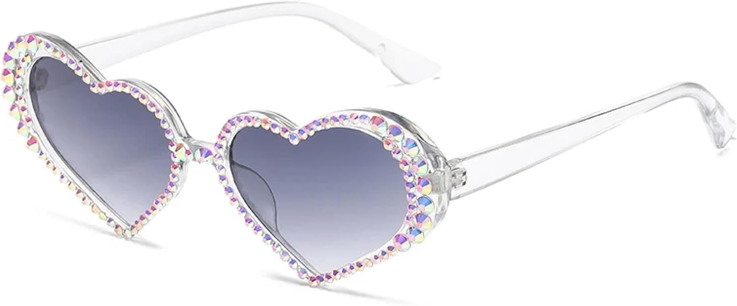 

Солнцезащитные очки с защитой от УФ-излучения UV400 | Оправа в форме сердца в стиле панк | Для женщин и мужчин, для занятий спортом на открытом воздухе и вождения DSVIGF, Clear Grey