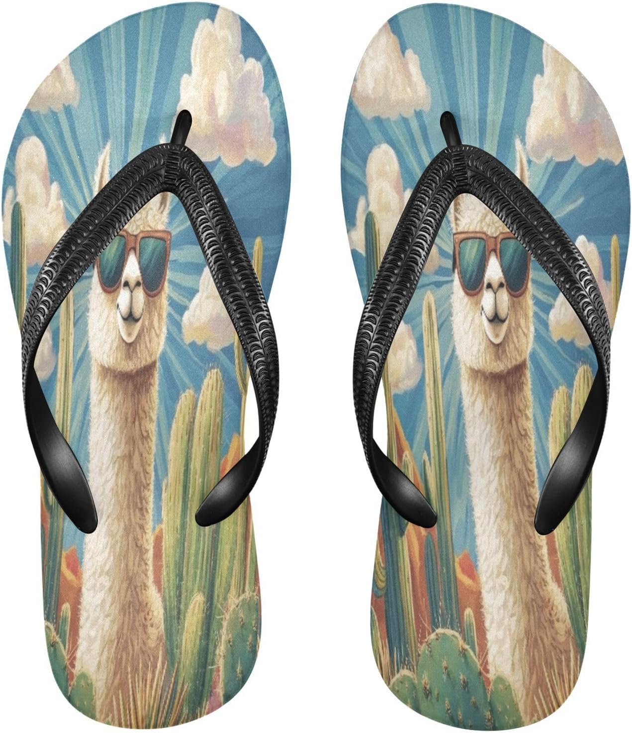 

Сланцы с кактусом и ламой, синие пляжные шлепанцы, резиновые нескользящие летние тапочки для мужчин и женщин Sinestour