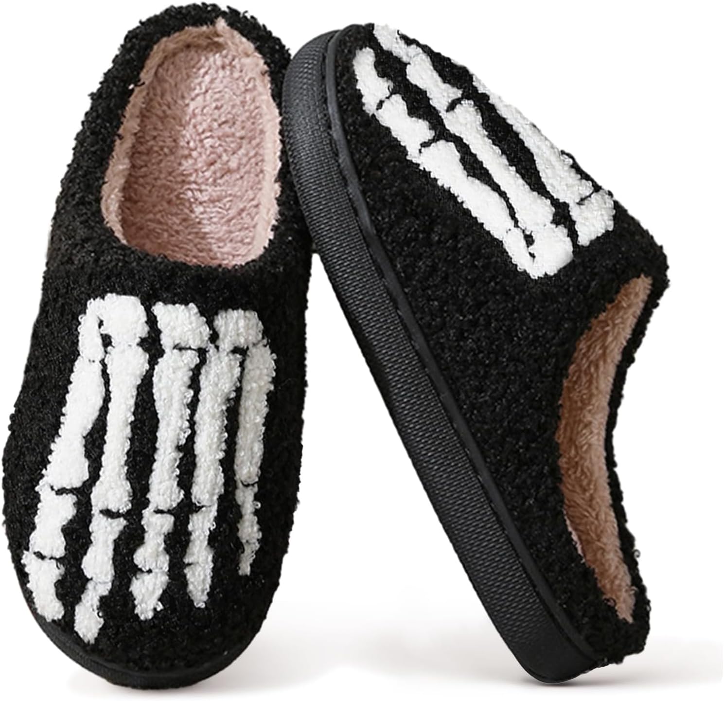 

Забавные сланцы QBTZJ на Хэллоуин для женщин и мужчин, милые плюшевые теплые удобные легкие тапочки для пар, Skull 2