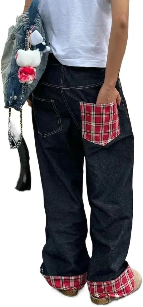 

Американские винтажные джинсы с рельефным краем и заплатками в стиле гранж grhaat