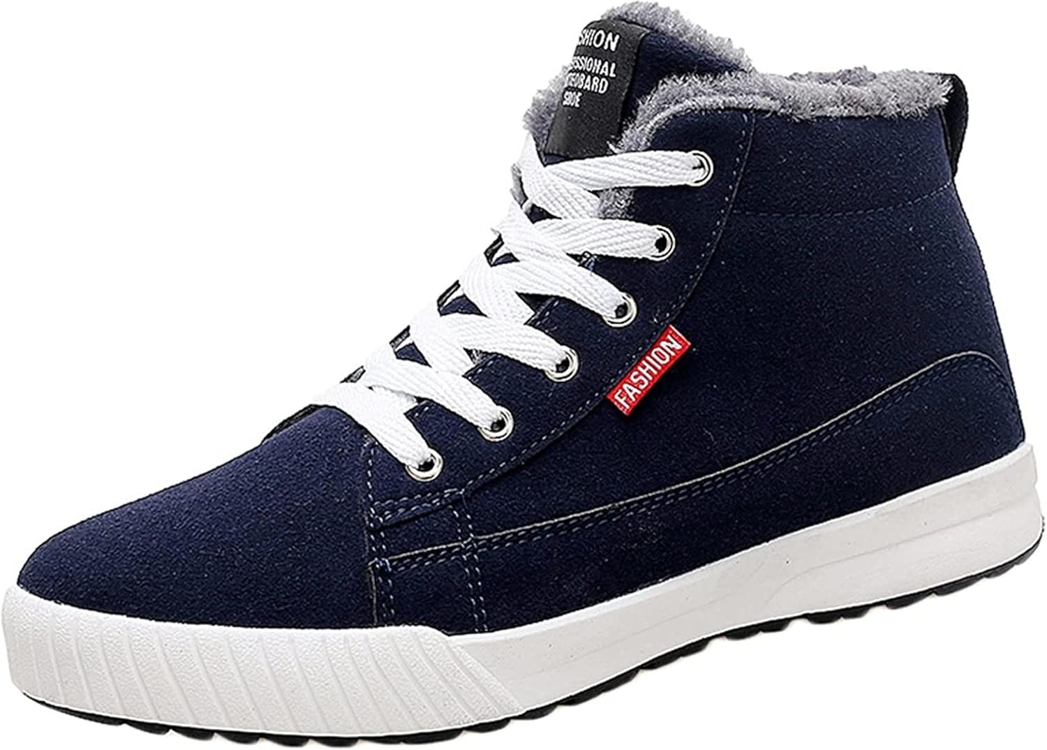 

Мужские короткие ботинки Yiozoi с высоким голенищем, утепленные плюшем, для дома и улицы, шнуровка, повседневная обувь, ботинки до щиколотки, нескользящие, темно-синий