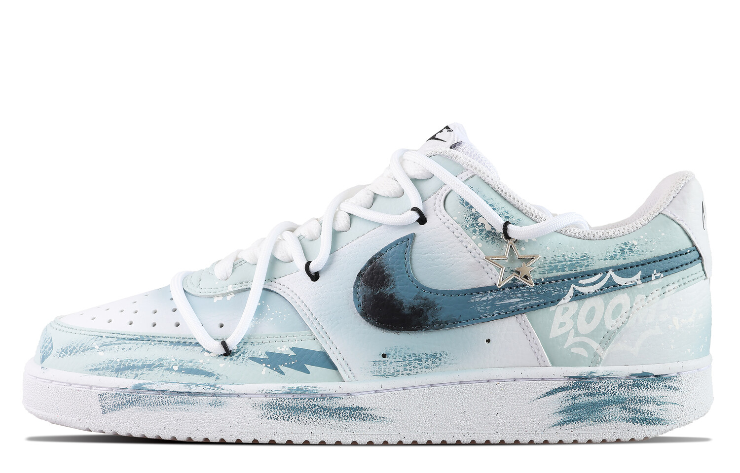 

Кроссовки Nike Court Vision Skateboarding Shoes Women's Low-top White/Royal Blue/Fern Green, синий/белый