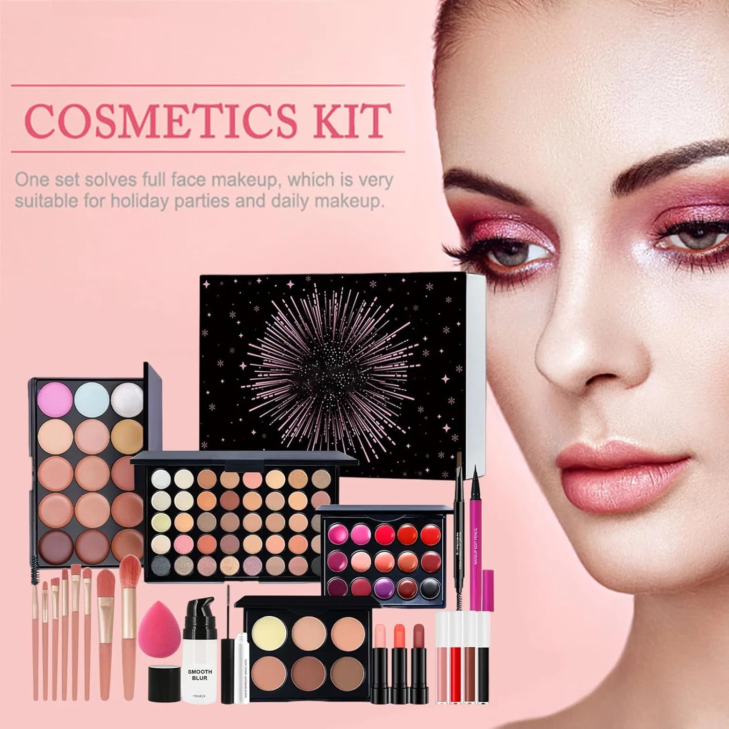 Набор косметики для макияжа Eyeshadow Palette Lipstick Brush Face Lip Gloss Set — фото 2