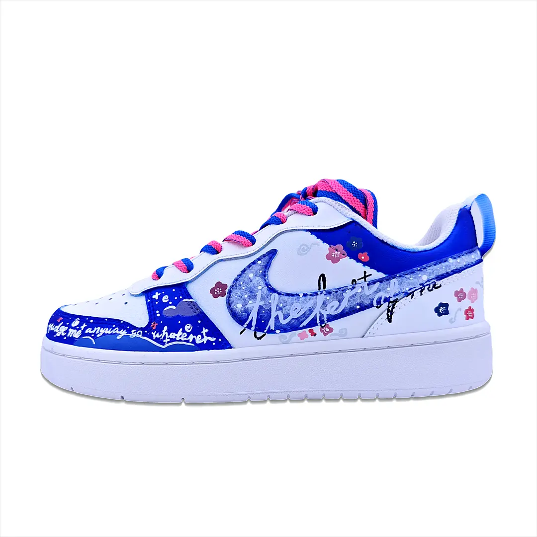 

Кроссовки Nike Court Borough Skateboard Shoes Women's Low-Top Blue White, Синий, Кроссовки Nike Court Borough Skateboard Shoes Women's Low-Top Blue White