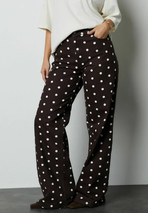 Джинсы свободного кроя Next, Chocolate Brown Polka Dot — фото 3