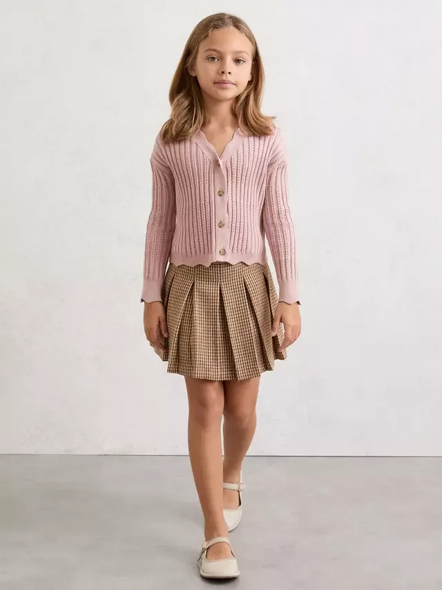 Детский кардиган вязки пуантелле в рубчик Seren Reiss, Pink