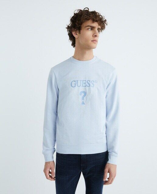 

Мужская толстовка с логотипом без капюшона Guess, светло-синий