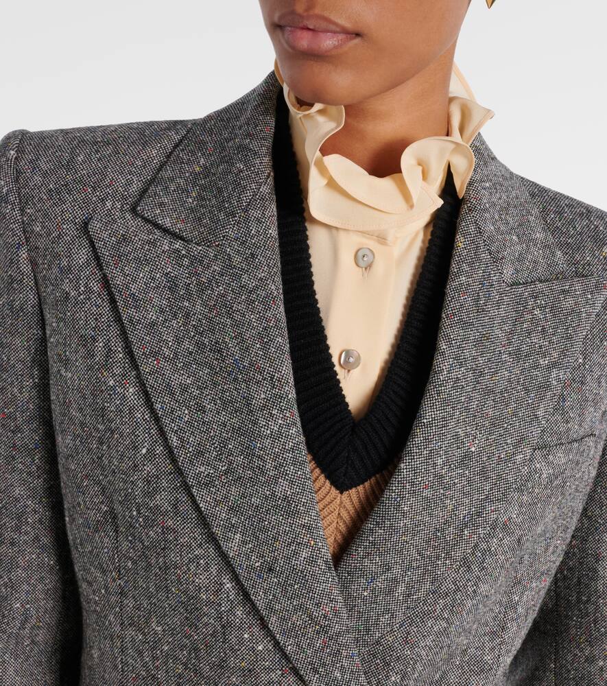 Двубортный блейзер из смесовой шерсти Valentino, Avorio/Nero — фото 4