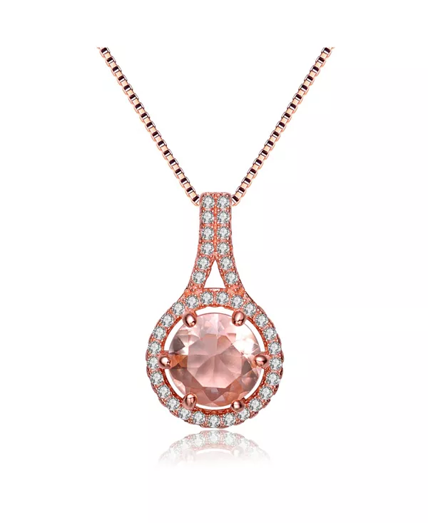 

Подвеска из стерлингового серебра 18 карат с накладкой из розового золота и кубическими цирконами цвета шампанского Genevive, pink