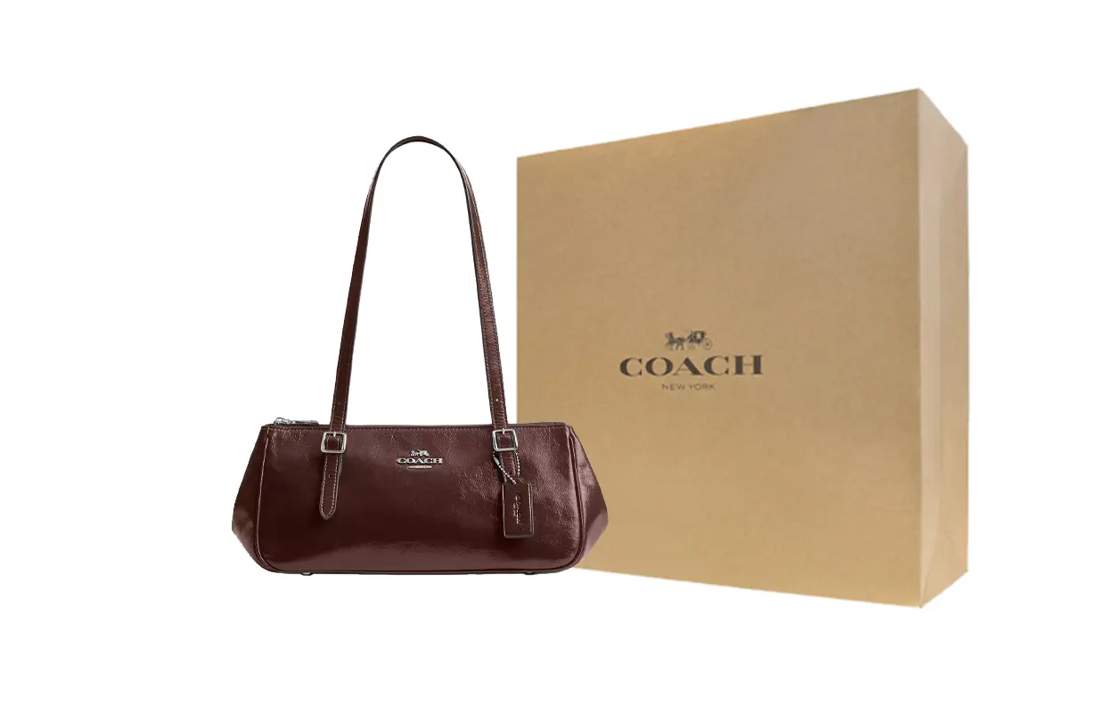 

COACH Кожаная подмышечная наплечная сумка большая женская кленовая