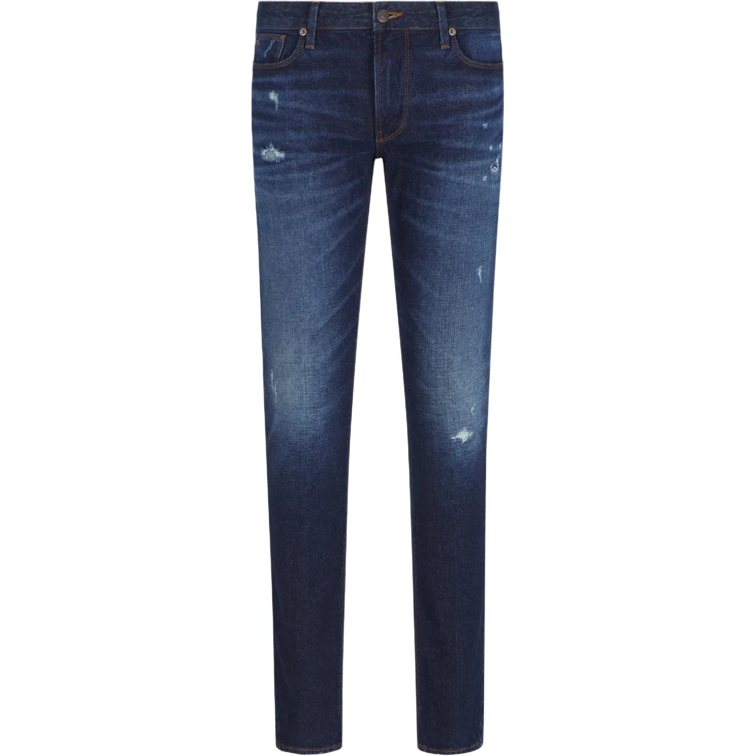 Джинсы J06 Slim fit Washed Stretch denim With Rips And Veining EMPORIO ARMANI, Blue