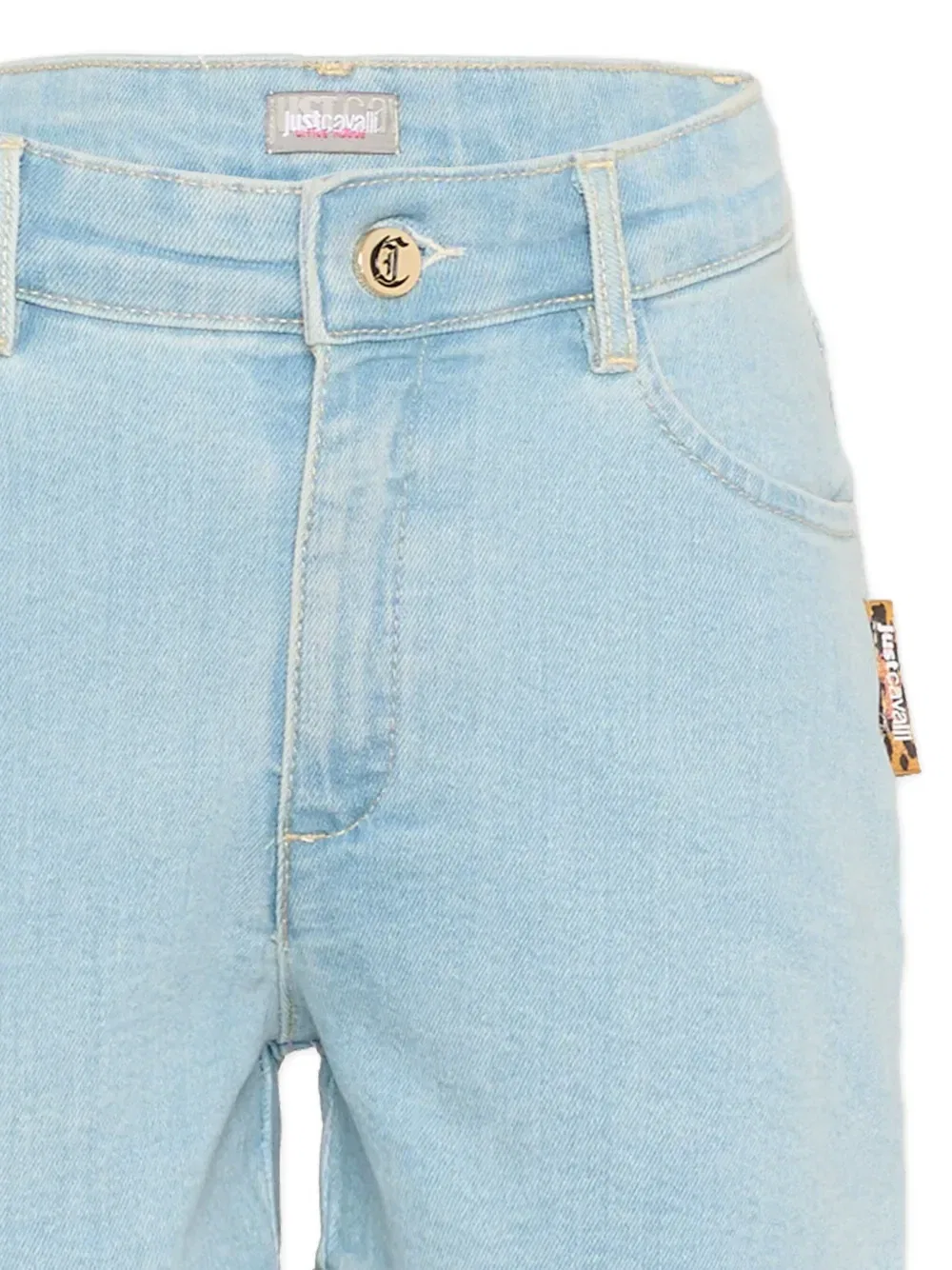Джинсовые шорты с логотипной нашивкой Just Cavalli Kids, синий — фото 3