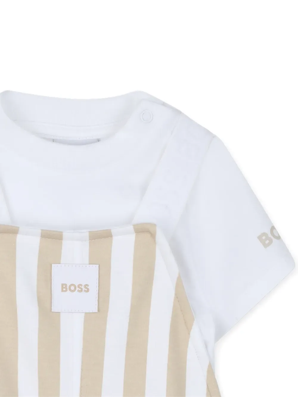 Комплект из комбинезона и шапки с нагрудником BOSS Kidswear, белый — фото 4
