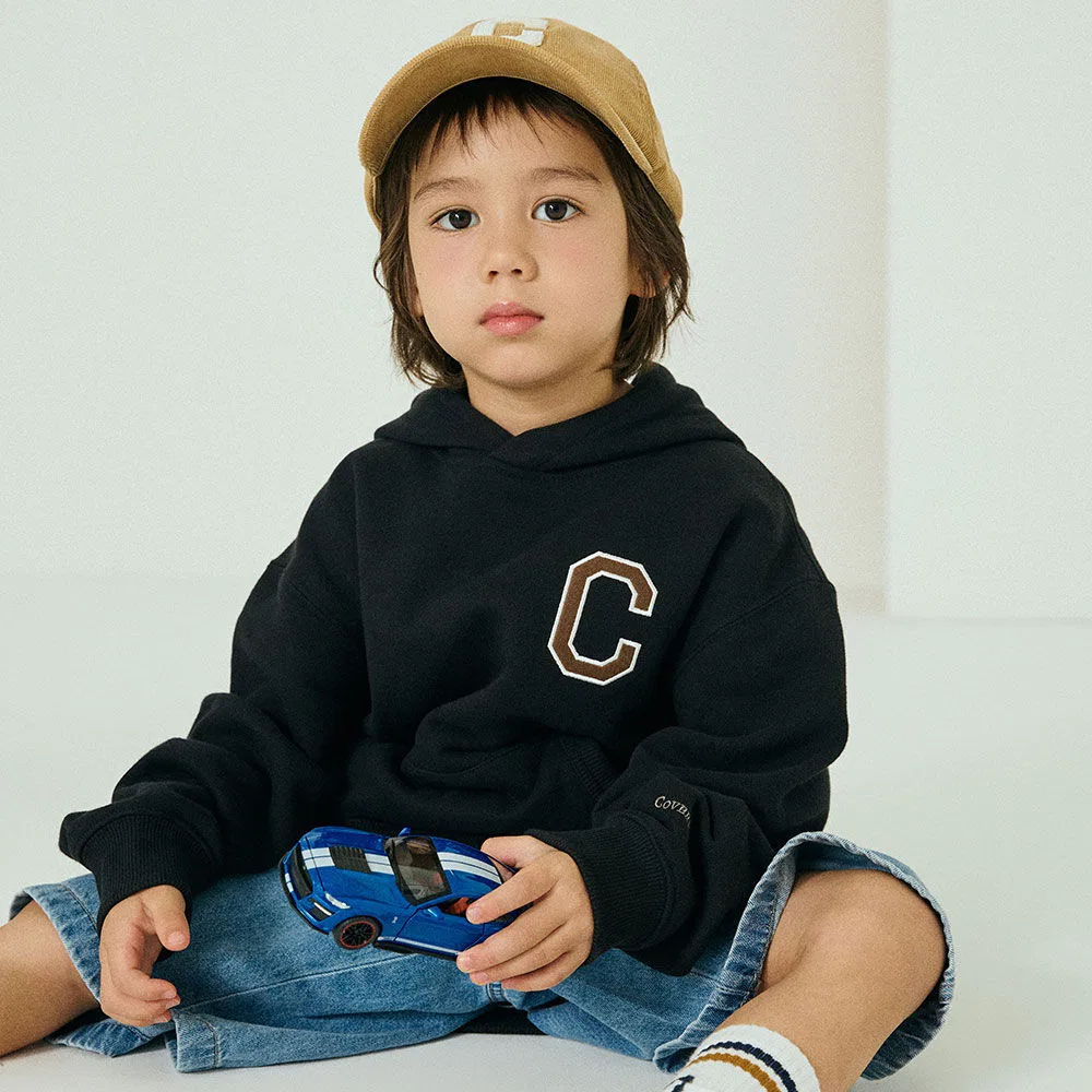 Детская толстовка с капюшоном и логотипом С чёрная от Covernat Kids