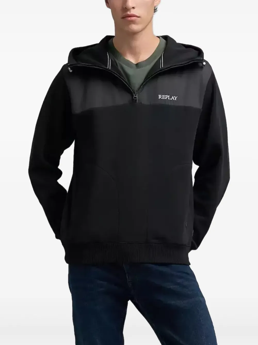 

Худи на молнии с логотипом Replay, черный