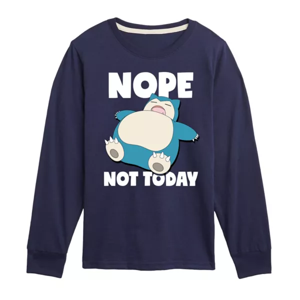 

Футболка с длинным рукавом и принтом покемона Снорлакса для мальчиков 8-20 лет. Нет, не сегодня. Licensed Character, синий