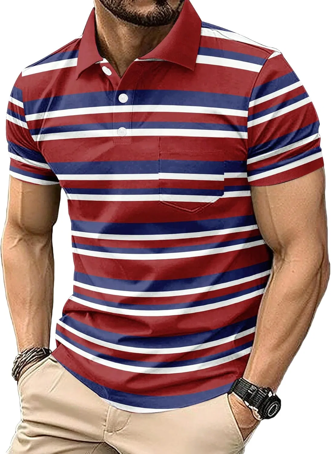 Мужское поло 6 шт, спортивное, дышащее, для гольфа и тенниса, Style-6pack-8 — фото 4