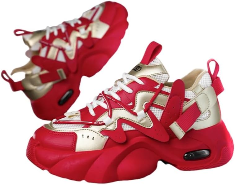 

Мужские кроссовки повседневные с толстой подошвой, массивные обувь, легкие и удобные для ходьбы, модные спортивные теннисные кроссовки Clolinde, красный