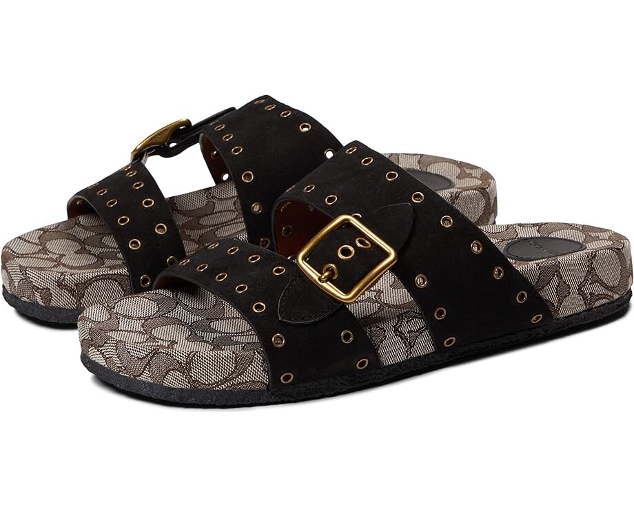 Сандалии COACH Ally Suede Sandal, цвет Black/Oak