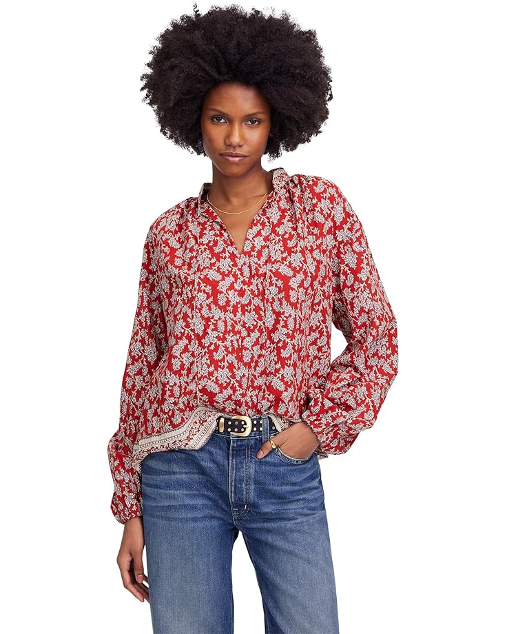 

Топ Madewell Tara Top - Printed Cotton Viscose Voile, цвет Ground Madder