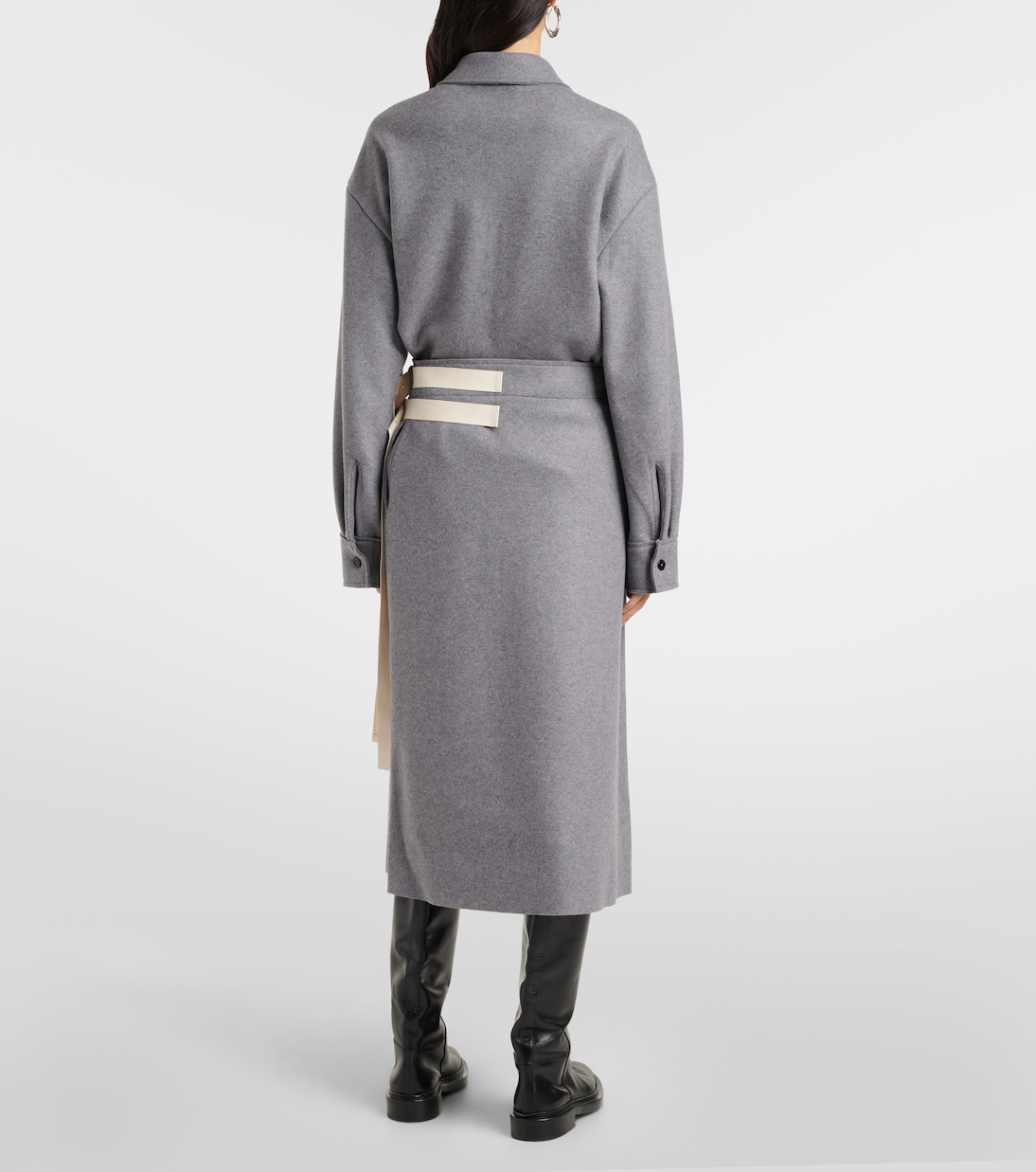 Юбка-халат из смесовой шерсти Jil Sander, London Fog — фото 3