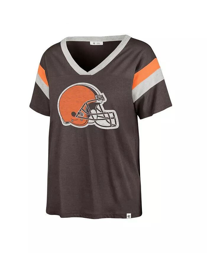

Женская коричневая потертая футболка Cleveland Browns Phoenix с V-образным вырезом '47 Brand