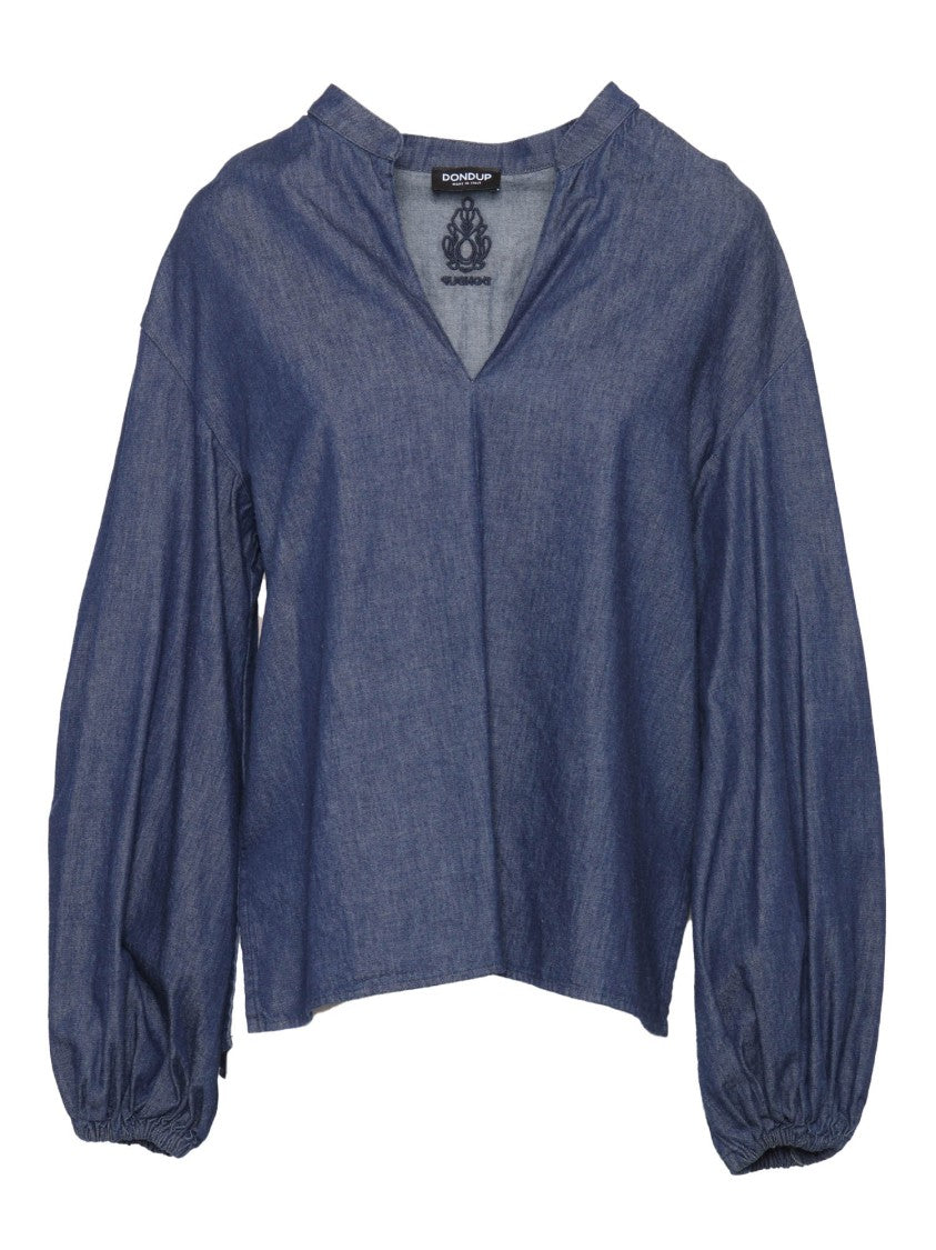 

Джинсовый топ свободного кроя с глубоким V-образным вырезом Dondup, синий