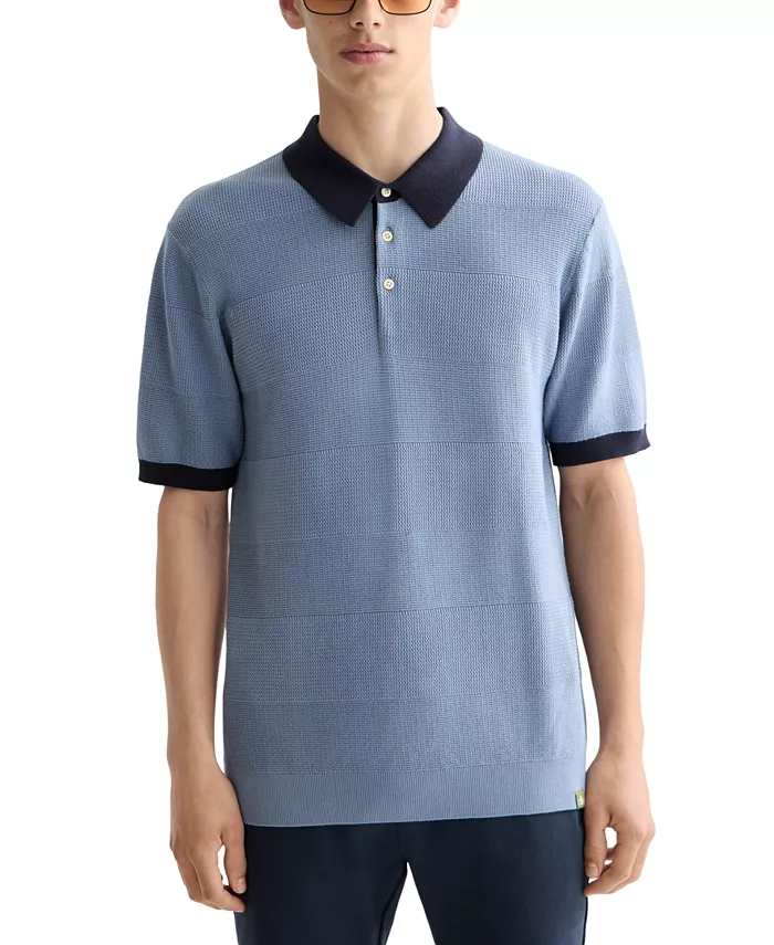 

Мужская поло с коротким рукавом в технике тон-в-тон Scotch & Soda, синий