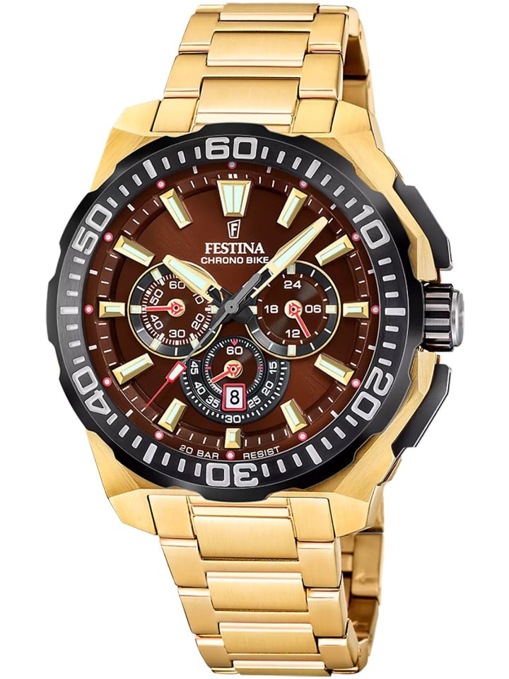 

Festina Мужские наручные часы-хронограф, золотисто-коричневые