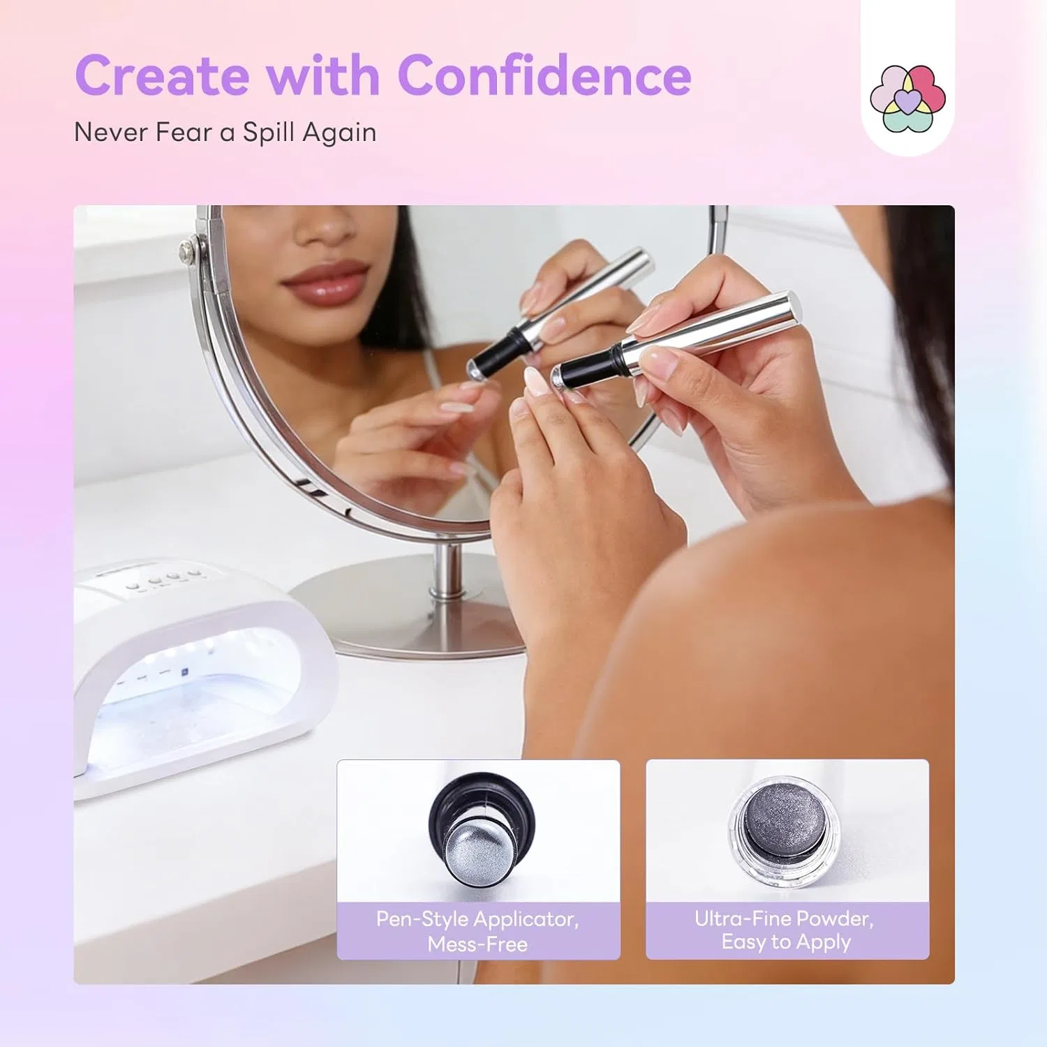 Ручка с хромовой пудрой для ногтей «Chrome Nail Powder Pen» от SAVILAND ‎Saviland — фото 3