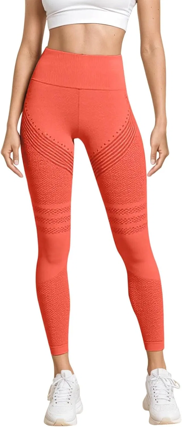 Леггинсы компрессионные с эффектом anti-cellulite, высокие, бесшовные, Orange — фото 2
