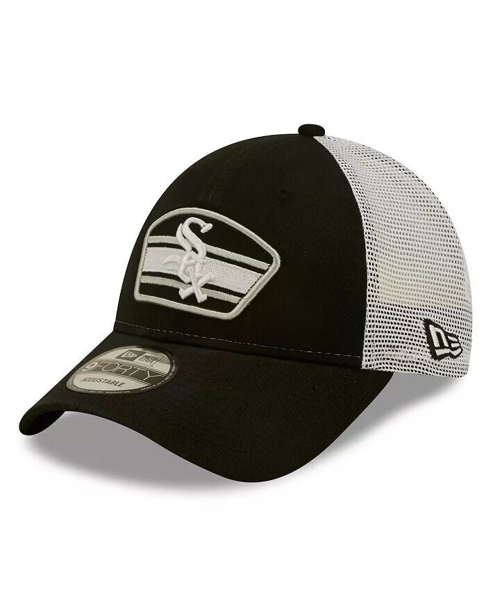 

Мужская черно-белая кепка Chicago White Sox с логотипом 9FORTY Trucker Snapback New Era
