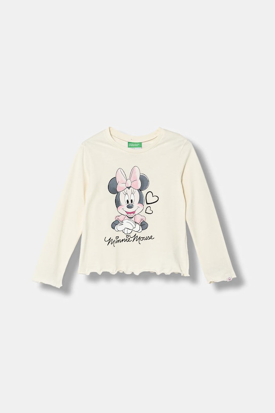 

Детская хлопковая кофта с длинным рукавом United Colors Of Benetton, бежевый