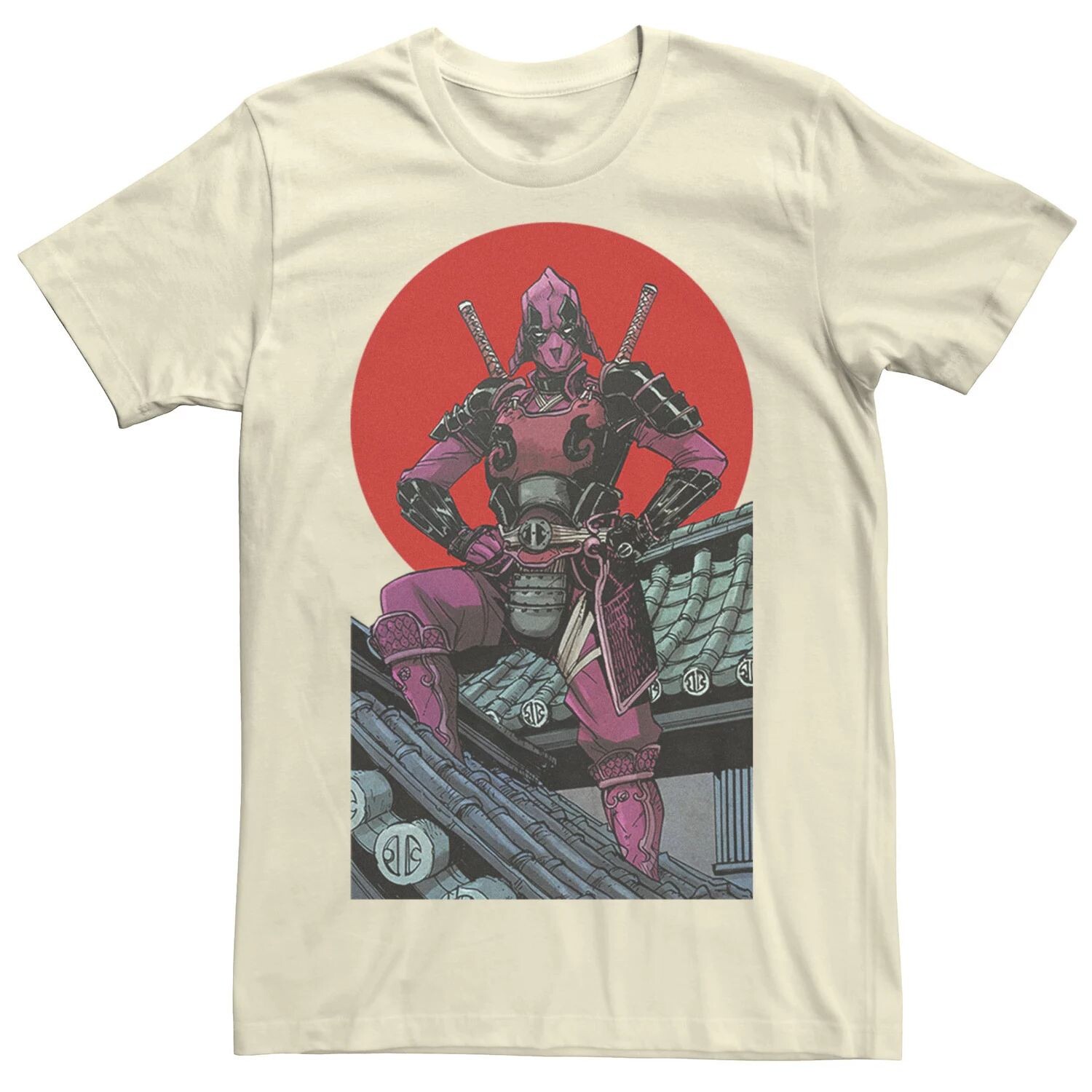 

Мужская футболка Deadpool Samurai Warrior Pose Red Sun с рисунком Marvel