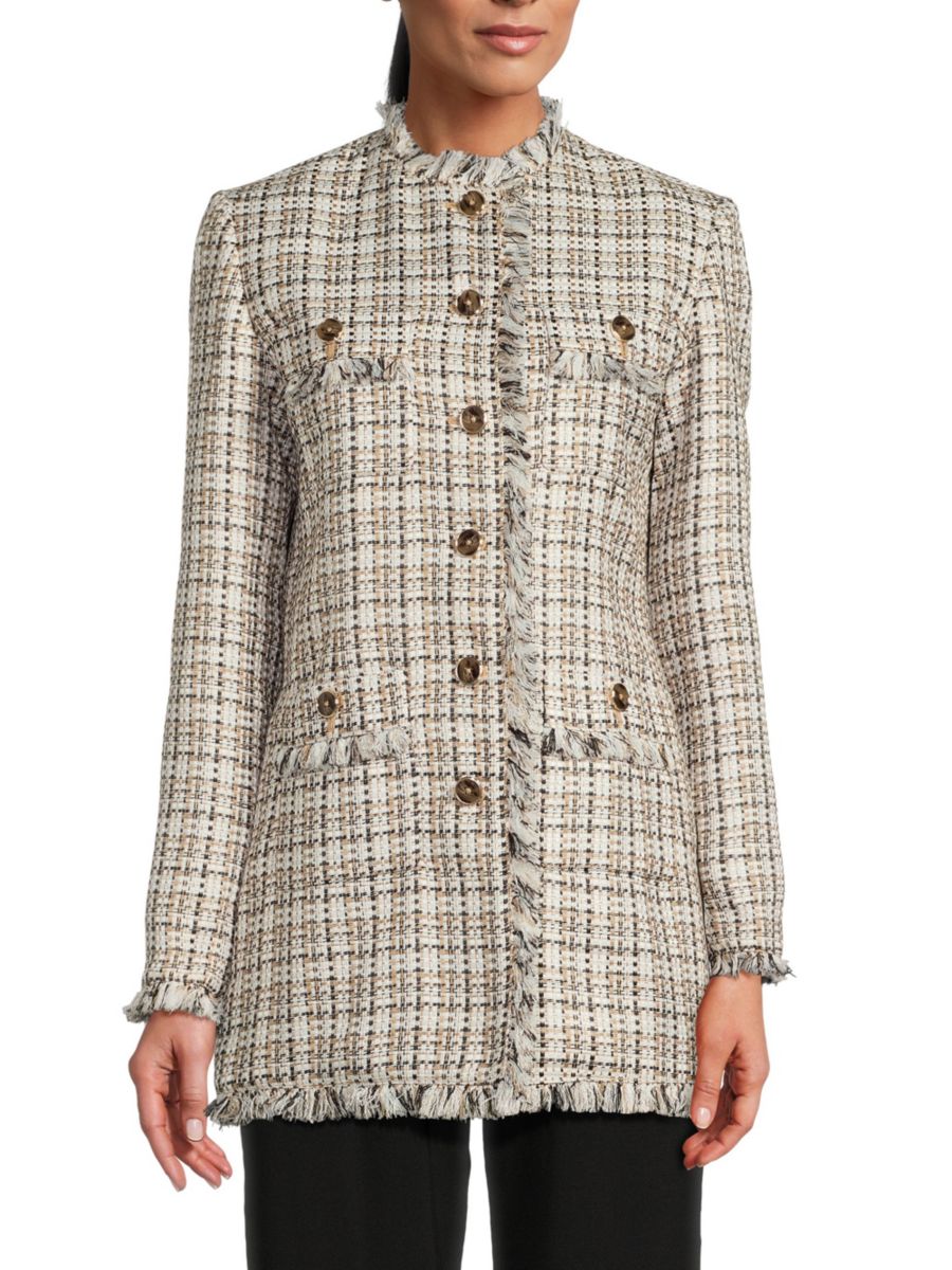 

Твидовый пиджак с бахромой Tommy Hilfiger, цвет Beige Multi