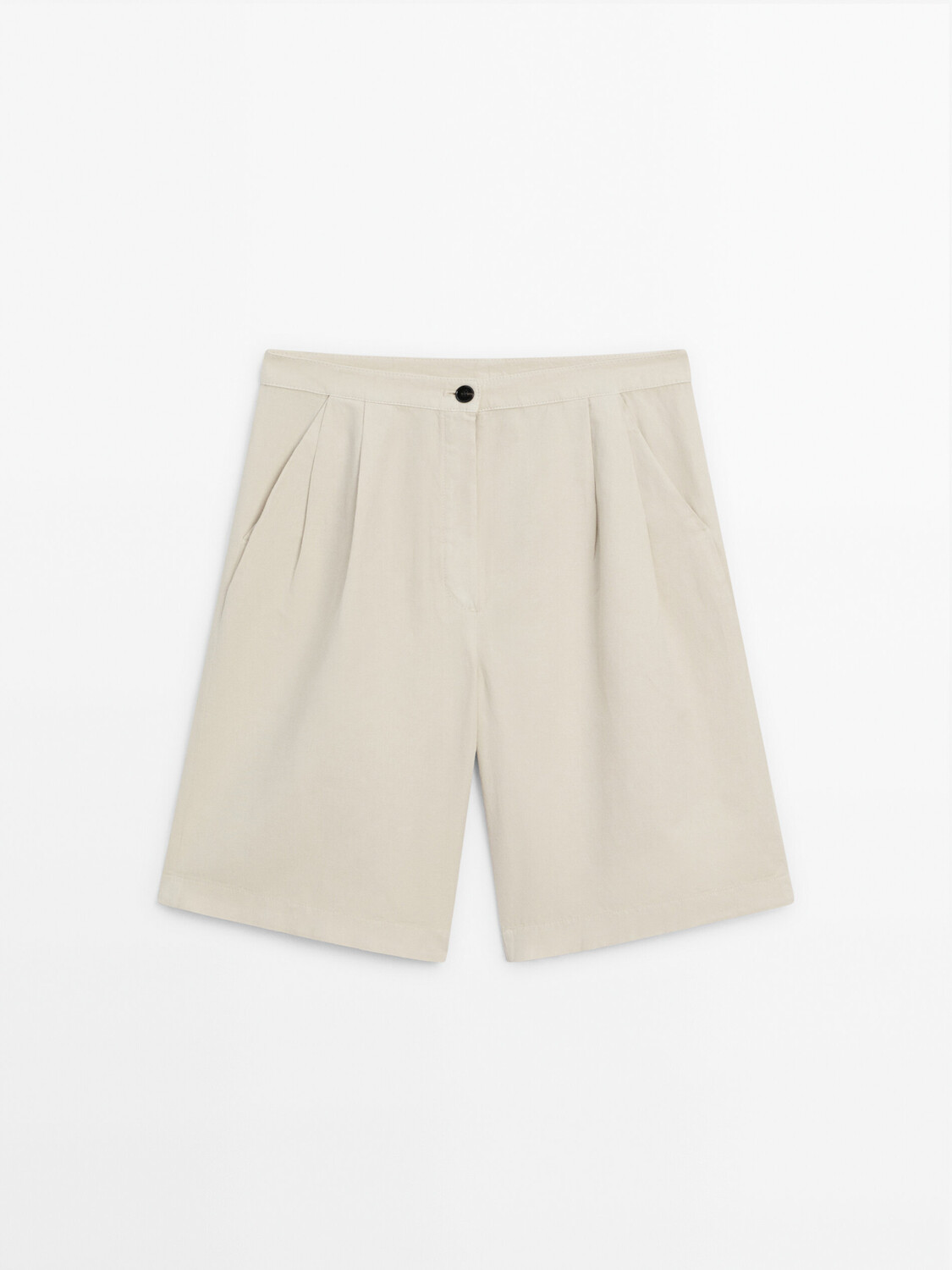 

Шорты-Бермуды из смесового хлопка с вытачками Massimo Dutti, бежевый