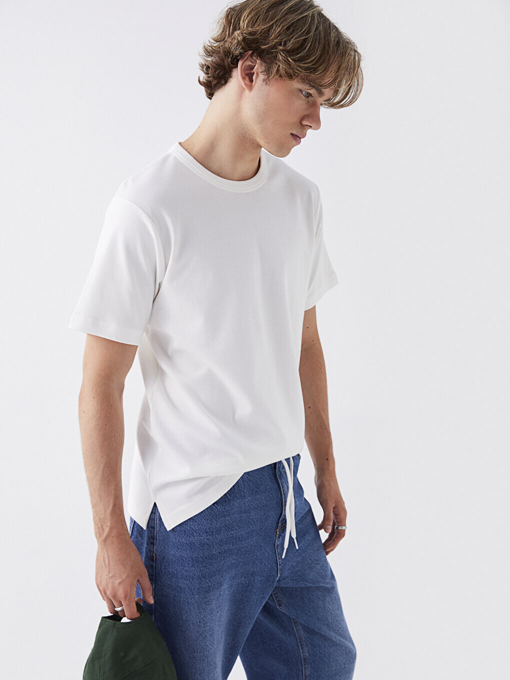 

Мужская футболка с круглым вырезом и коротким рукавом LCW Casual, экрю