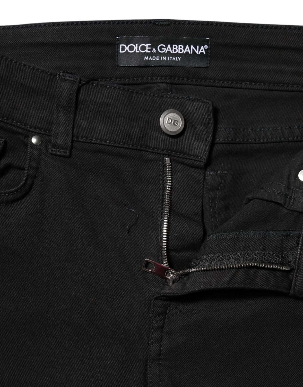 Черные хлопковые джинсы-скинни со средней талией и логотипом Dolce & Gabbana, черный — фото 2