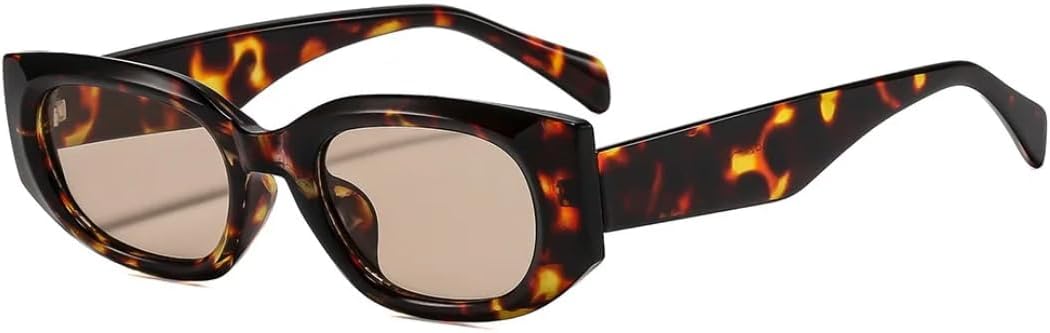 

Модные ретро-солнцезащитные очки маленького овального размера для женщин и мужчин, с металлическими шарнирами, класса люкс, защита от УФ-излучения UV400 UATXTAU, Leopard Tea