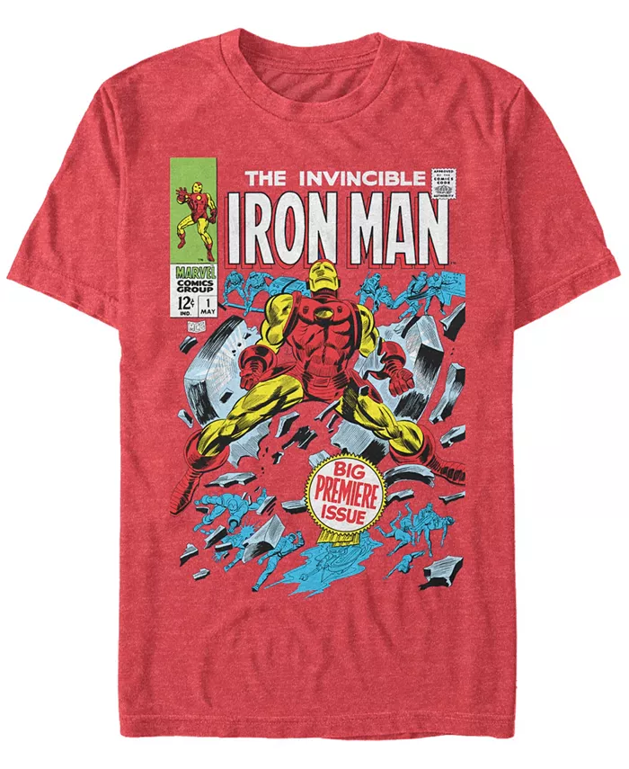 

Футболка мужская Marvel "Iron Man Invincible Premier Issue Comic Book Cover" с коротким рукавом Fifth Sun, красный
