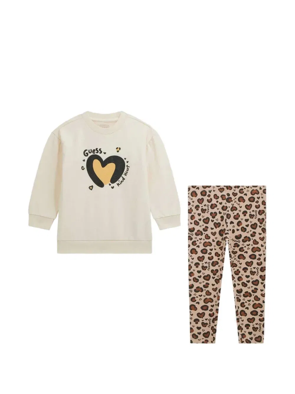 Комплект из топа и легинсов с принтом GUESS Kids, бежевый