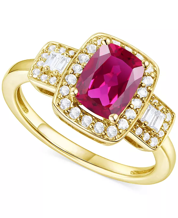 

Эффектное кольцо с ореолом из выращенного в лаборатории изумруда (1 карат tw) и выращенного в лаборатории белого сапфира (1/2 карата tw) из стерлингового серебра с покрытием из 14-каратного золота (также с другими драгоценными камнями) Macy'S, r...