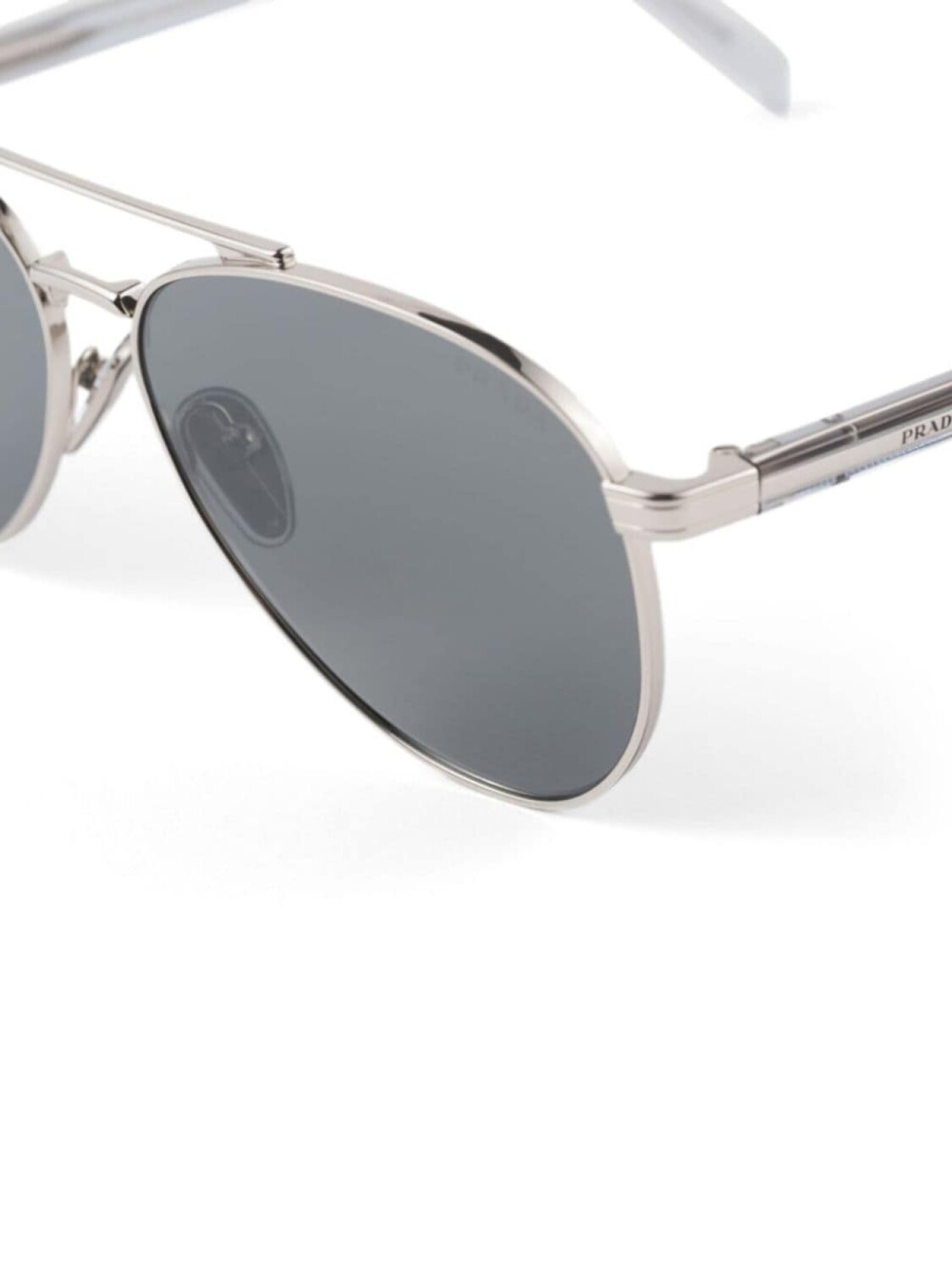 Prada Eyewear солнцезащитные очки-пилоты с двойной перемычкой, серебристый — фото 4