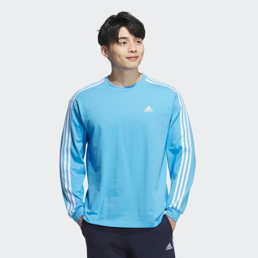 

Футболка Adidas [INI Yudai Sano wears this item] Essentials Plus Loose Fit Three Stripes Long Sleeve T-Shirt, цвет Semi Blue Burst