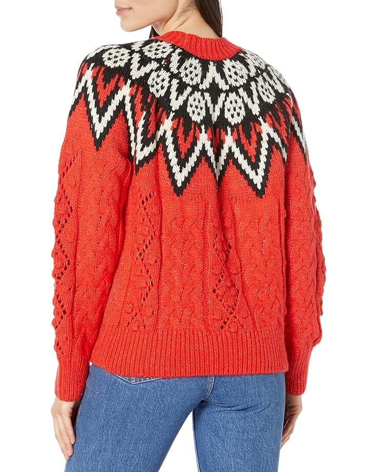 

Свитер Lucky Brand Fair Isle Sweater, цвет Fiery Red Combo