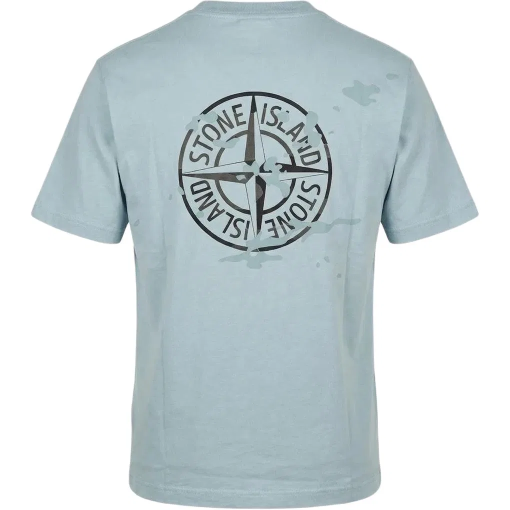 Футболка с круглым вырезом STONE ISLAND серо-голубая — фото 3