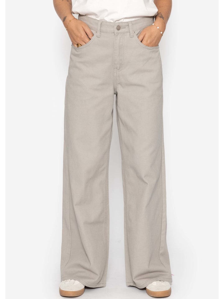 

SASSYCLASSY Широкие джинсы с высокой талией, серо-бежевого цвета