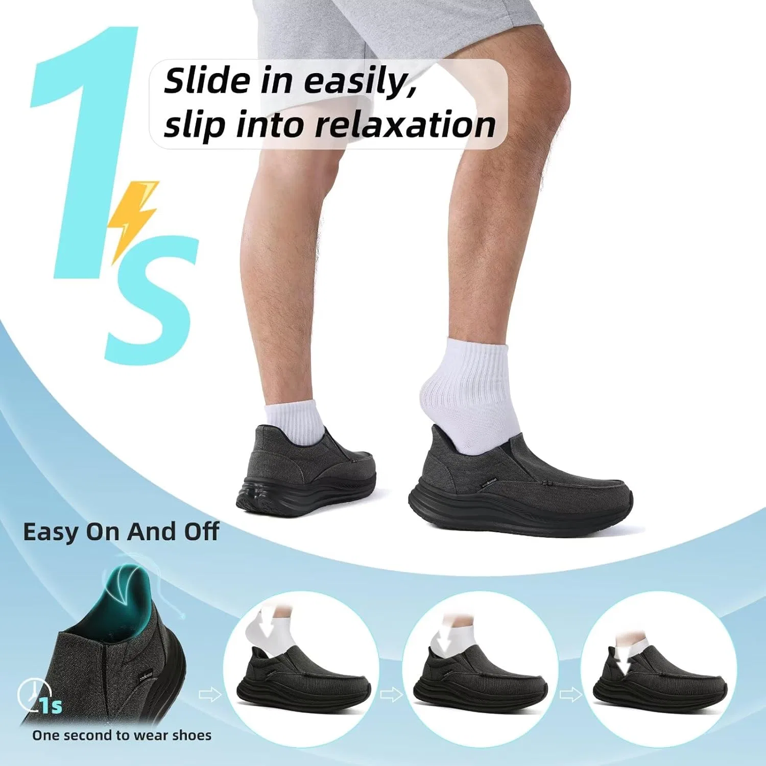 Мокасины с поддержкой стопы, черный OrthoComfoot — фото 3