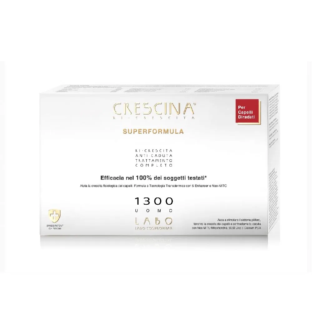 Средство Crescina Transdermic Super Formula Double Treatment 1300 для роста волос и против их выпадения для мужчин Labo