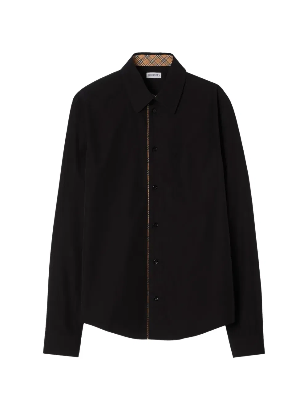 Рубашка BURBERRY в клетку, поплиновая, черный